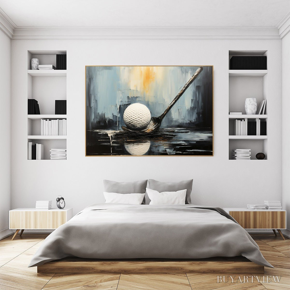 BUYARTVIEW Poised – Textured Minimalist Golf Still Life Oil Painting - image 4