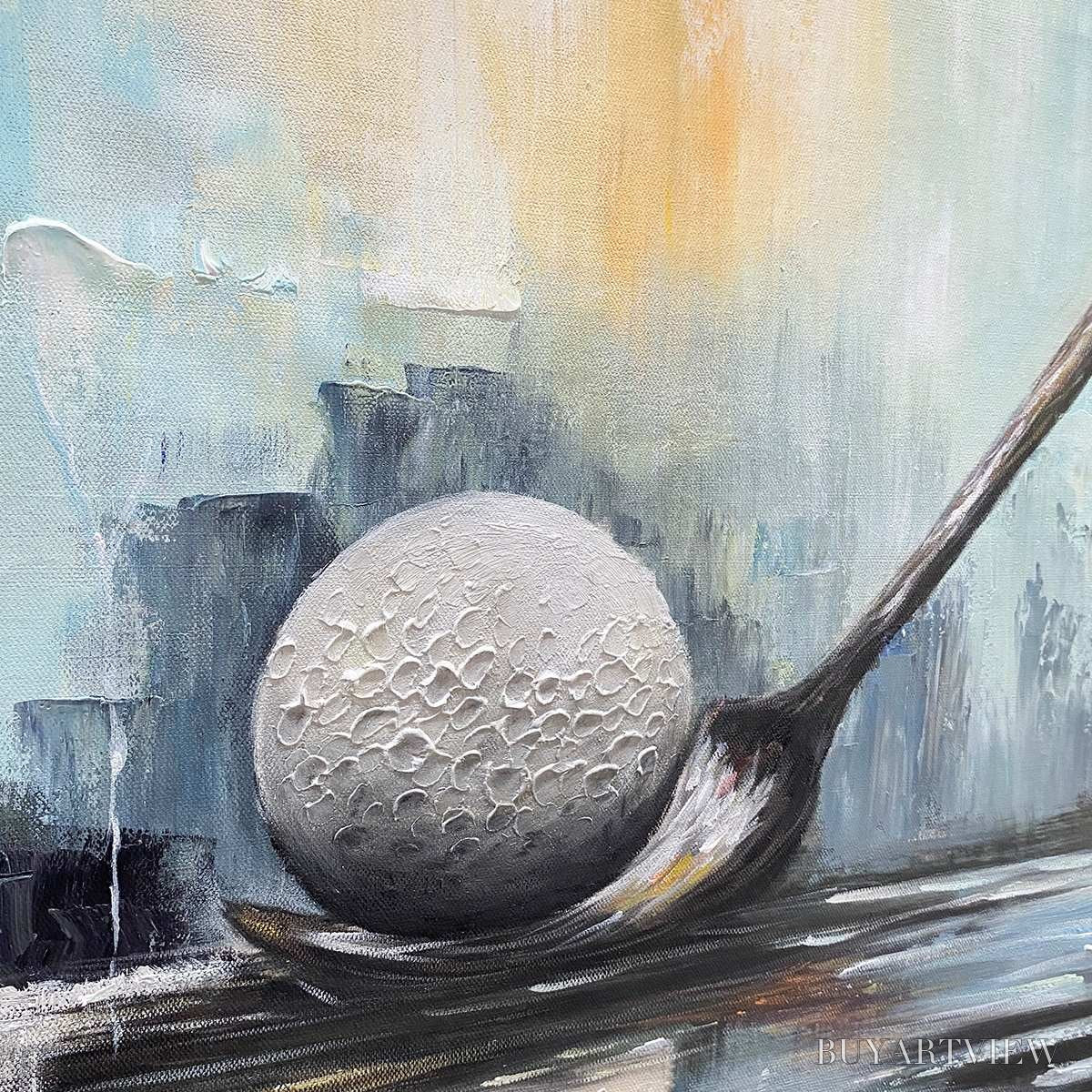BUYARTVIEW Poised – Textured Minimalist Golf Still Life Oil Painting - image 5