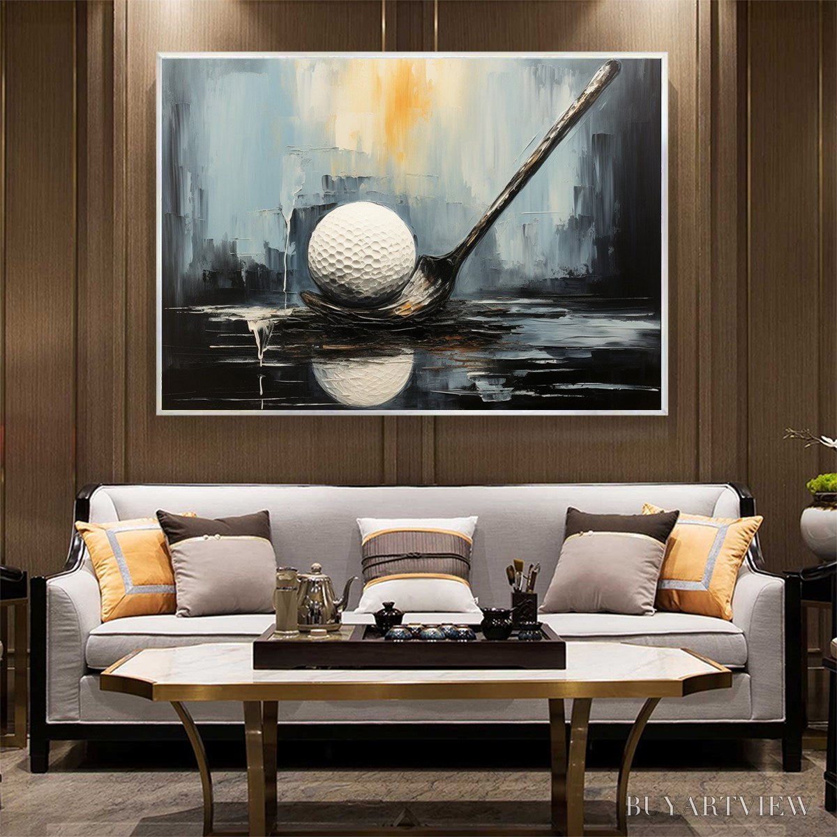 BUYARTVIEW Poised – Textured Minimalist Golf Still Life Oil Painting - image 6