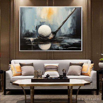 BUYARTVIEW Poised – Textured Minimalist Golf Still Life Oil Painting - image 6