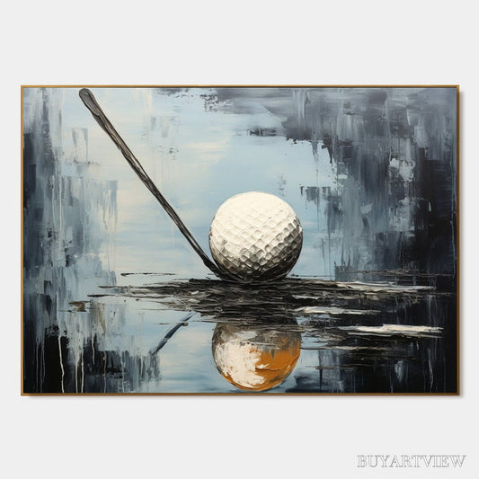 BUYARTVIEW Stroke of Genius – Textured Golf Still Life Oil Painting - image 1