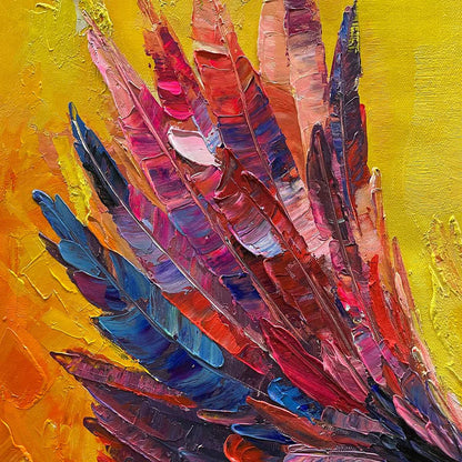 FLIGHT OF FANCY: Textured Impasto Bird Oil Painting
