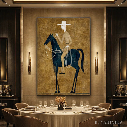 BUYARTVIEW the Wanderer – Minimalist Equestrian Portrait with Golden Texture - image 5