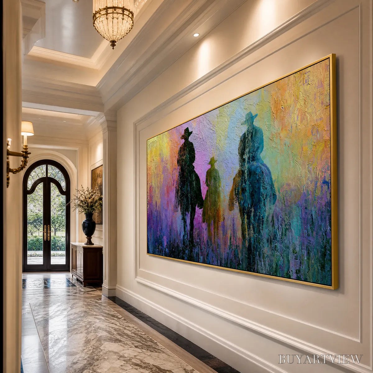 BUYARTVIEW Twilight Posse – Textured Cowboy & Horse Oil Painting - image 6