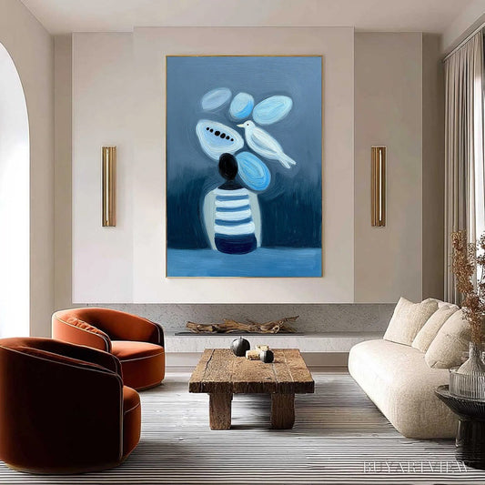 BUYARTVIEW Inner World Vertical Blue Abstract Textured Oil Painting for Wall - image 2