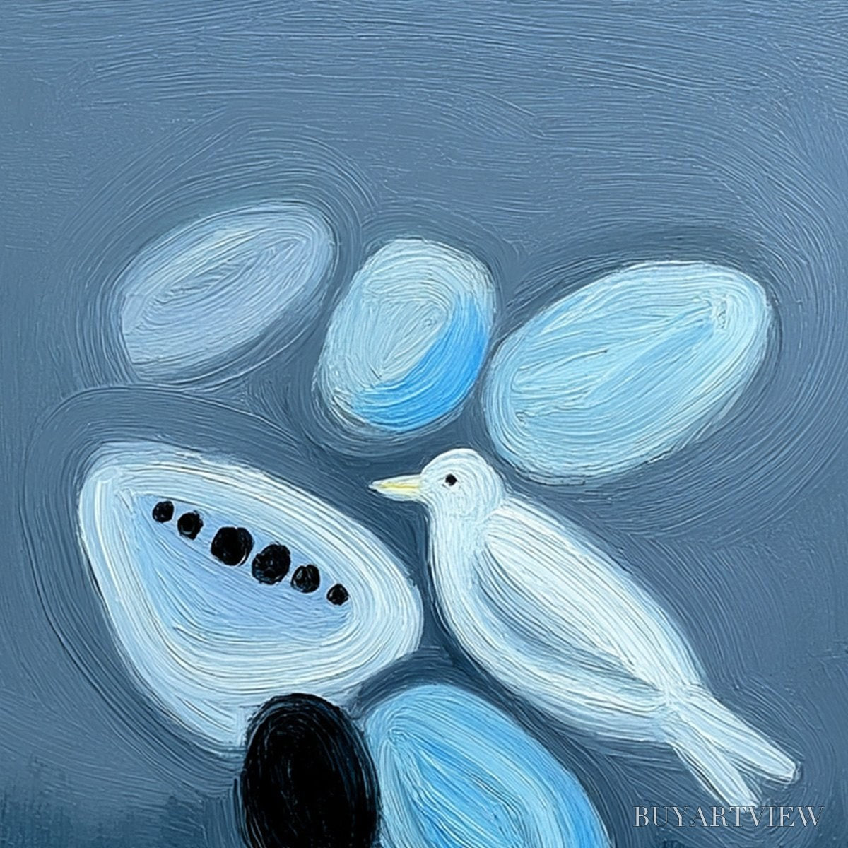 BUYARTVIEW Inner World Vertical Blue Abstract Textured Oil Painting for Wall - image 3