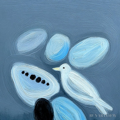 BUYARTVIEW Inner World Vertical Blue Abstract Textured Oil Painting for Wall - image 3