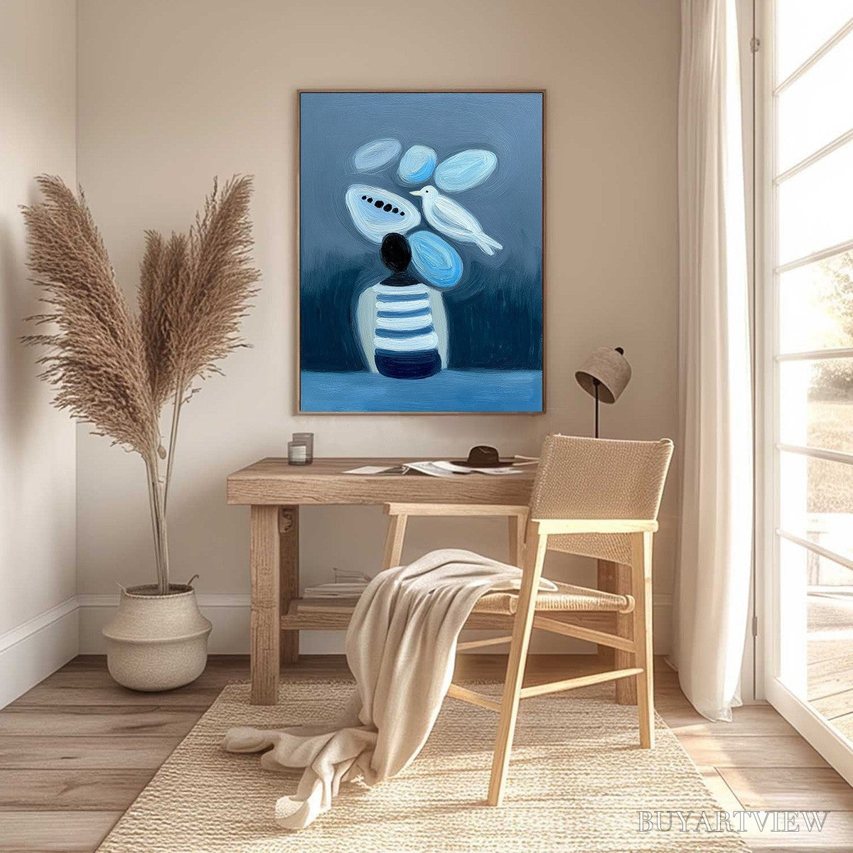 BUYARTVIEW Inner World Vertical Blue Abstract Textured Oil Painting for Wall - image 4