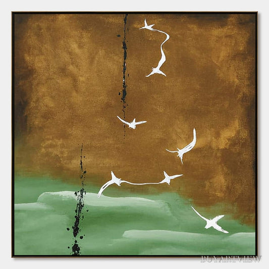 BUYARTVIEW Ascension – Wabi Sabi Inspired Abstract Bird Painting - image 1