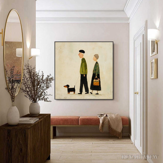 BUYARTVIEW A Lifetime'S Walk – Charming Figurative Art of an Elderly Couple and Their Dog - image 2