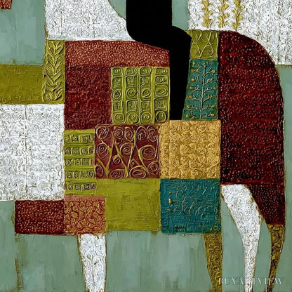 BUYARTVIEW the Patchwork Rider – Textured Figurative Painting of a Man on a Horse - image 5