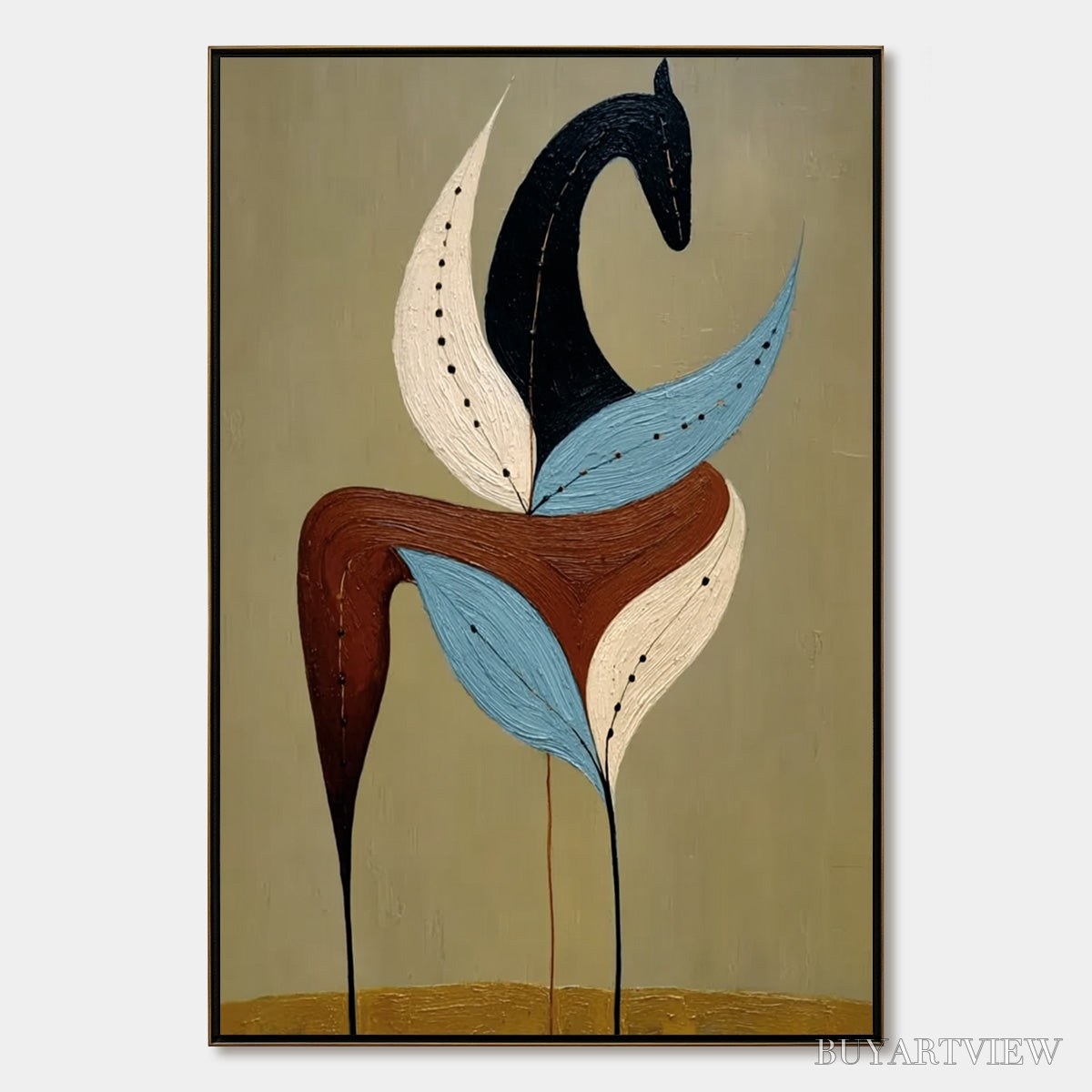 BUYARTVIEW Earthen Steed – Textured Wabi Sabi Abstract Horse Painting - image 1