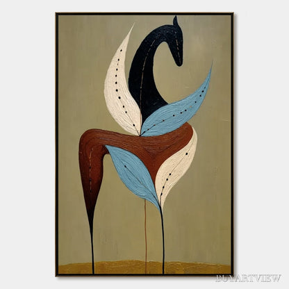 BUYARTVIEW Earthen Steed – Textured Wabi Sabi Abstract Horse Painting - image 1