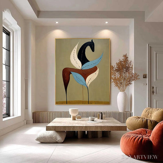 BUYARTVIEW Earthen Steed – Textured Wabi Sabi Abstract Horse Painting - image 2