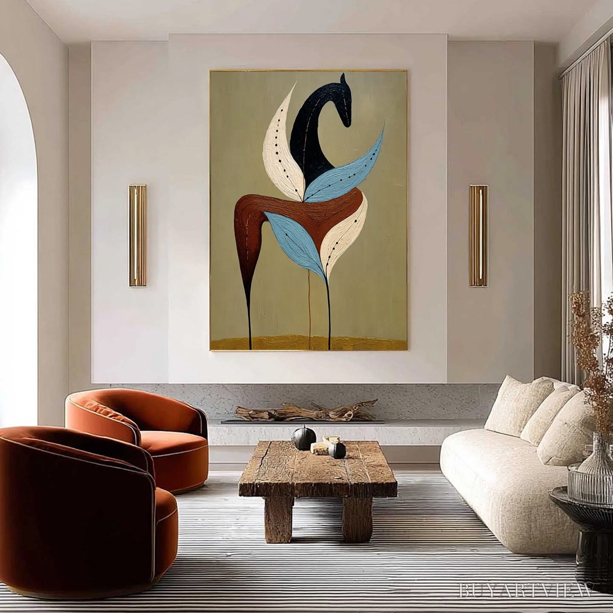 BUYARTVIEW Earthen Steed – Textured Wabi Sabi Abstract Horse Painting - image 4