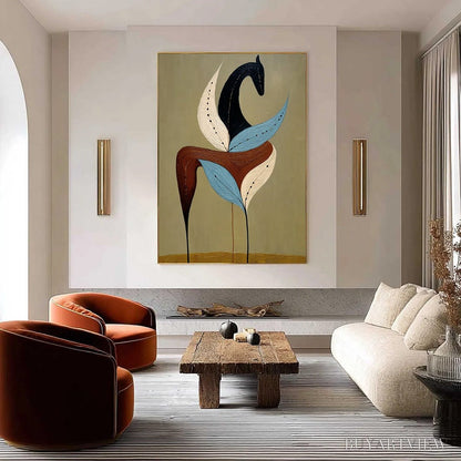 BUYARTVIEW Earthen Steed – Textured Wabi Sabi Abstract Horse Painting - image 4