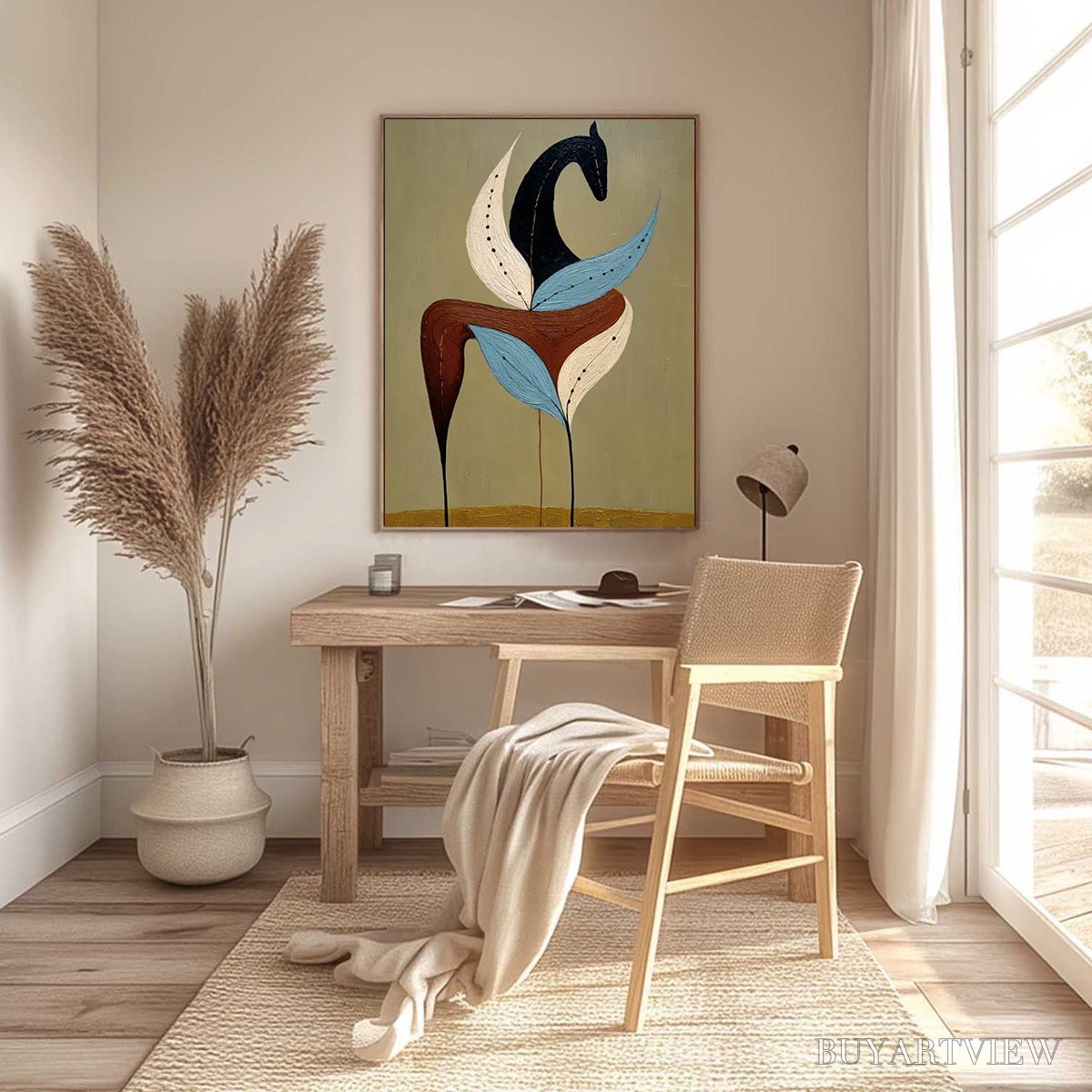 BUYARTVIEW Earthen Steed – Textured Wabi Sabi Abstract Horse Painting - image 6