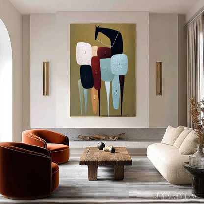 BUYARTVIEW the Caravan – Abstract Boho Wabi Sabi Textured Horse Painting - image 4