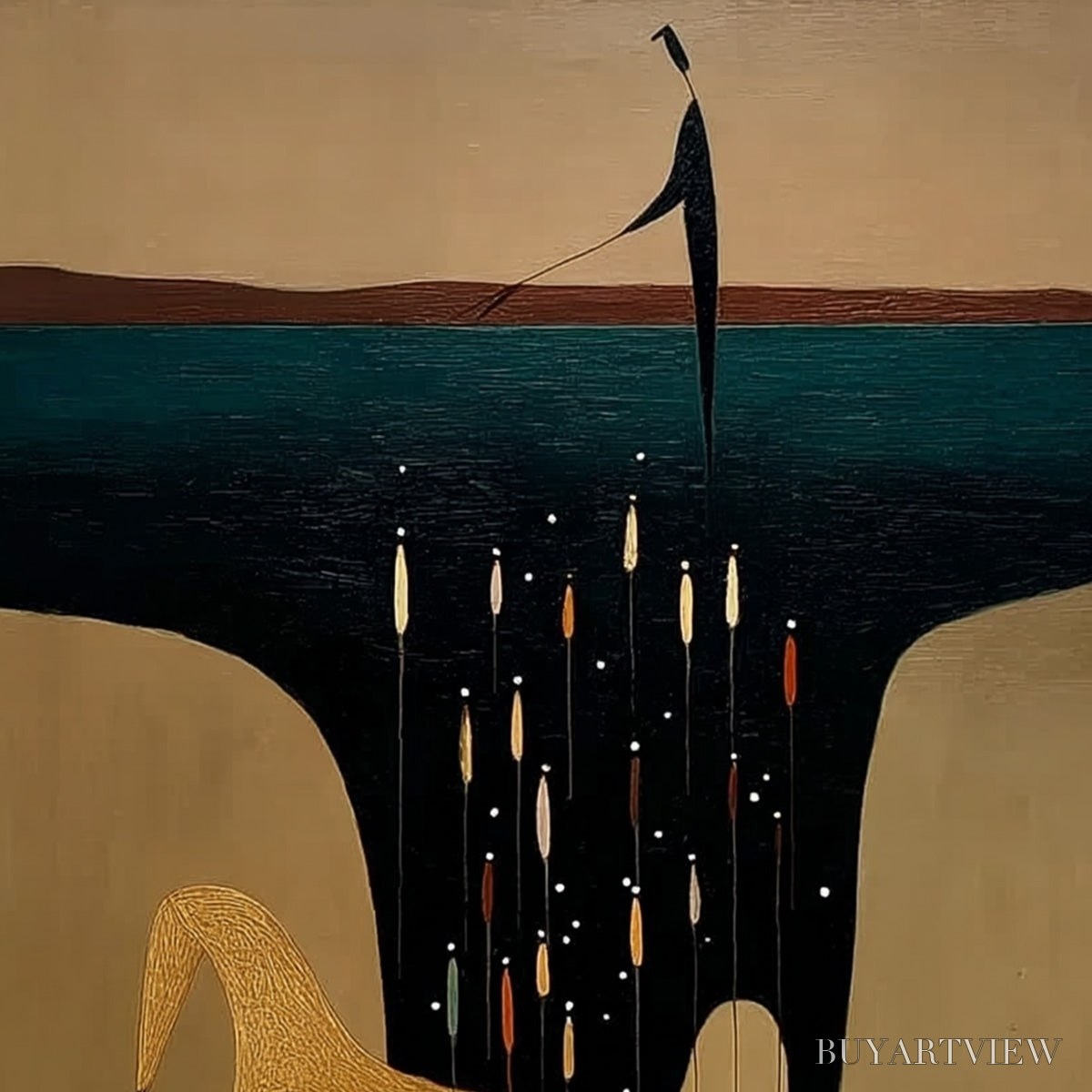 BUYARTVIEW the Ferryman'S Passage – Vertical Abstract Figurative - image 3