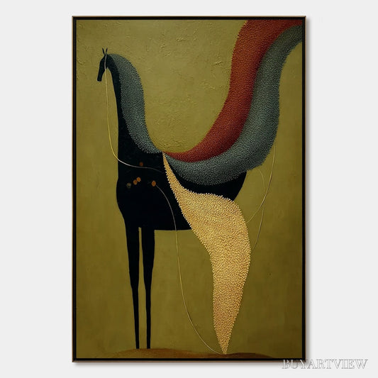 BUYARTVIEW Aeon'S Tapestry – Textured Wabi Sabi Abstract Horse Painting - image 1