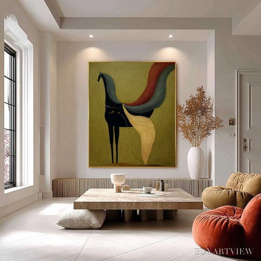BUYARTVIEW Aeon'S Tapestry – Textured Wabi Sabi Abstract Horse Painting - image 2