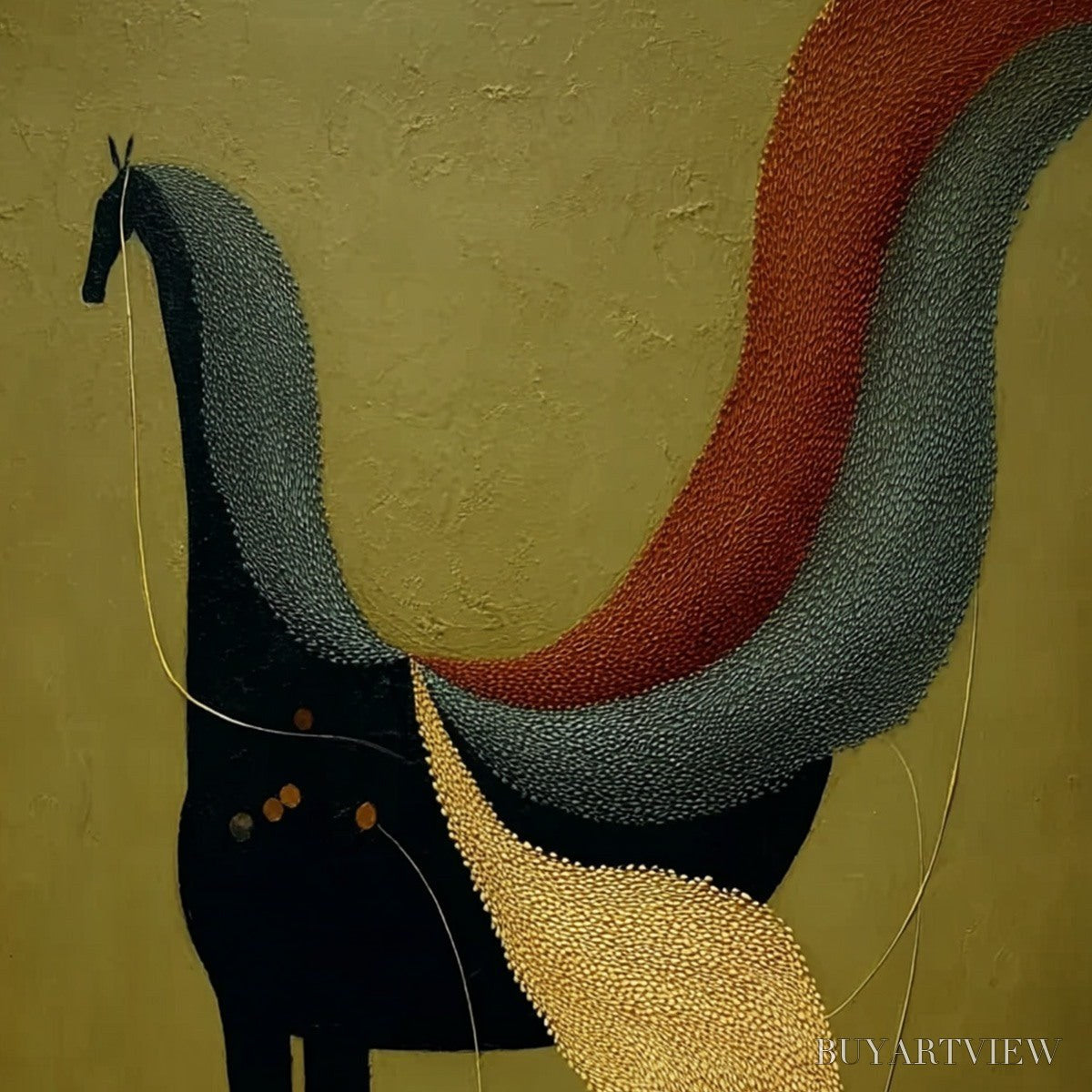 BUYARTVIEW Aeon'S Tapestry – Textured Wabi Sabi Abstract Horse Painting - image 3