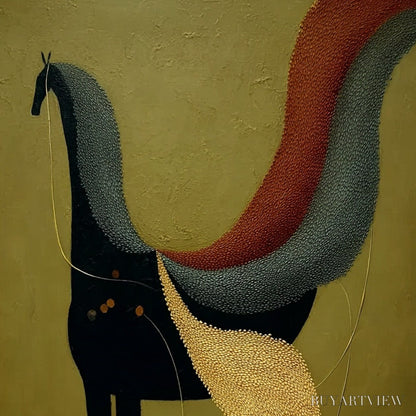 BUYARTVIEW Aeon'S Tapestry – Textured Wabi Sabi Abstract Horse Painting - image 3