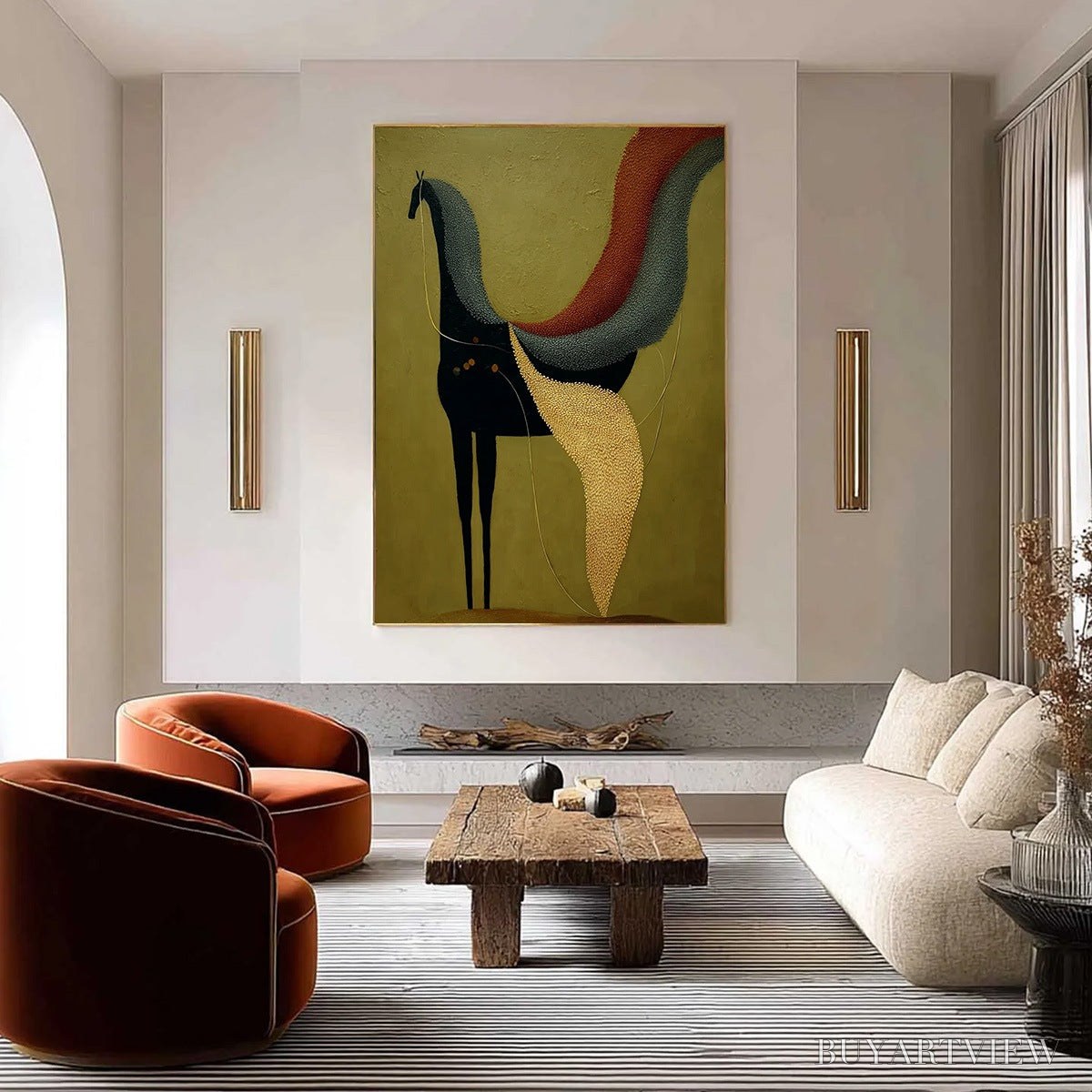 BUYARTVIEW Aeon'S Tapestry – Textured Wabi Sabi Abstract Horse Painting - image 4