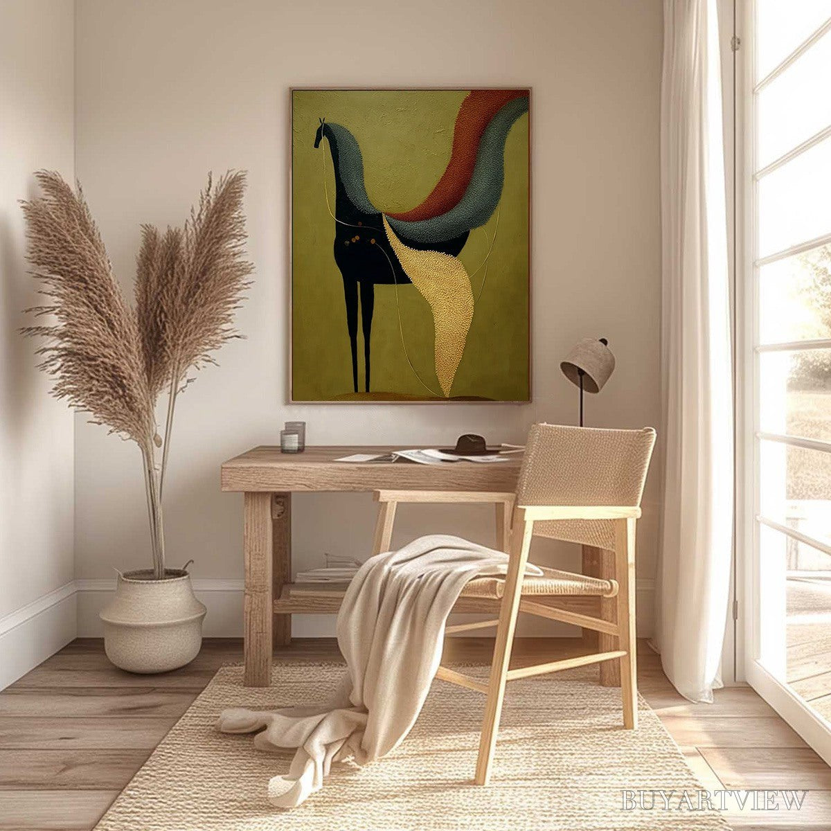 BUYARTVIEW Aeon'S Tapestry – Textured Wabi Sabi Abstract Horse Painting - image 6