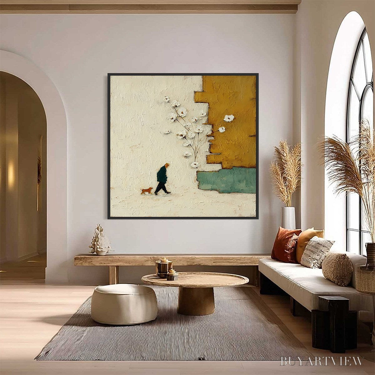 BUYARTVIEW Moments in Passing – Textured Minimalist Impasto Painting of a Daily Stroll - image 2