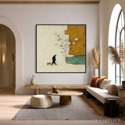 BUYARTVIEW Moments in Passing – Textured Minimalist Impasto Painting of a Daily Stroll - image 2