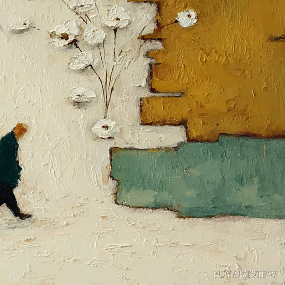 BUYARTVIEW Moments in Passing – Textured Minimalist Impasto Painting of a Daily Stroll - image 3