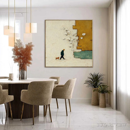 BUYARTVIEW Moments in Passing – Textured Minimalist Impasto Painting of a Daily Stroll - image 4