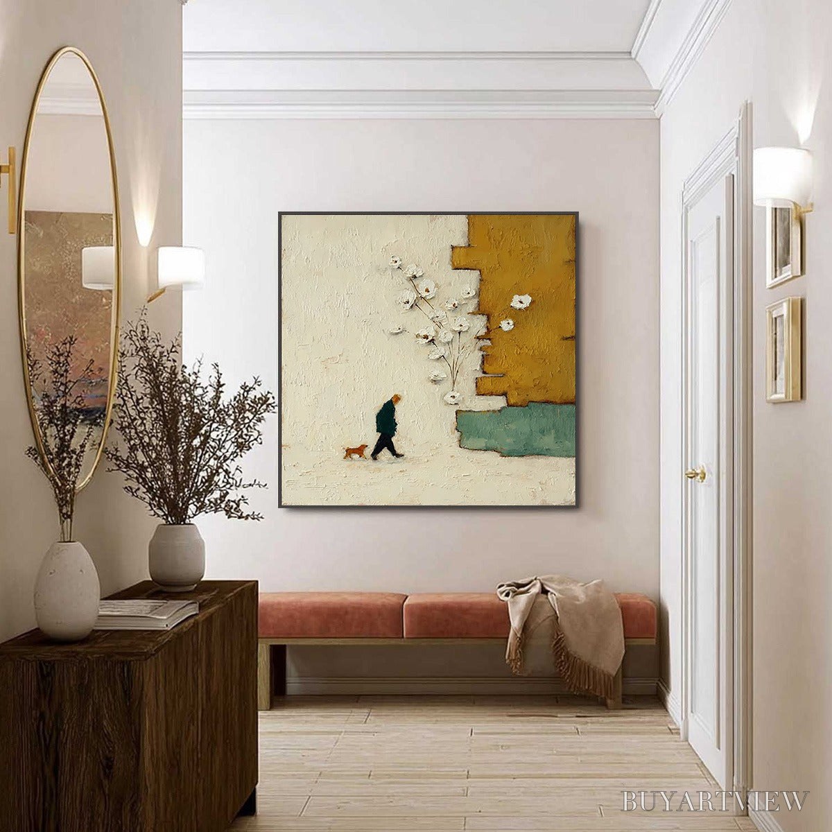 BUYARTVIEW Moments in Passing – Textured Minimalist Impasto Painting of a Daily Stroll - image 6