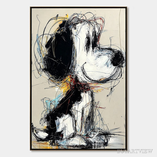 BUYARTVIEW Nostalgic Scribble – Expressive Pop Art Dog Painting for Modern Decor - image 1