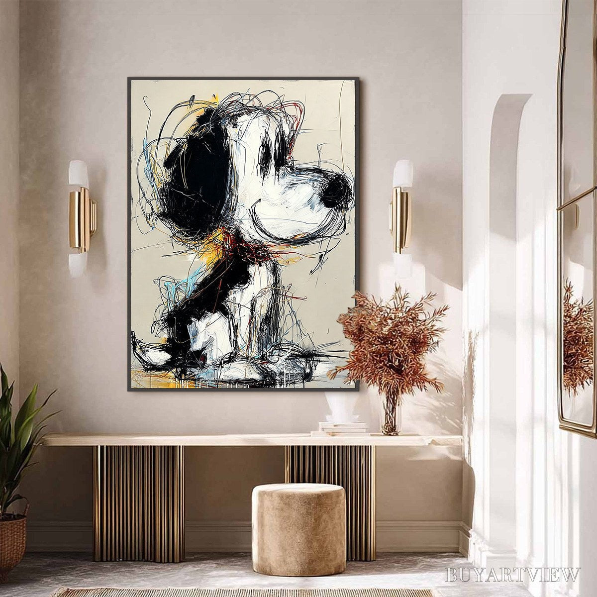 BUYARTVIEW Nostalgic Scribble – Expressive Pop Art Dog Painting for Modern Decor - image 2