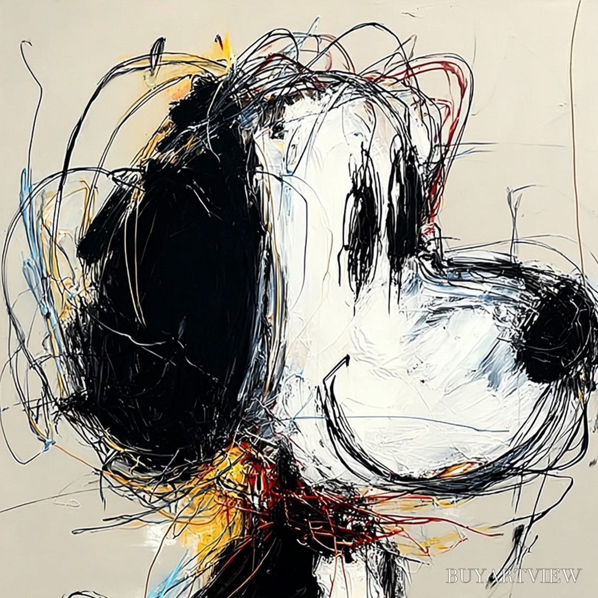 BUYARTVIEW Nostalgic Scribble – Expressive Pop Art Dog Painting for Modern Decor - image 3