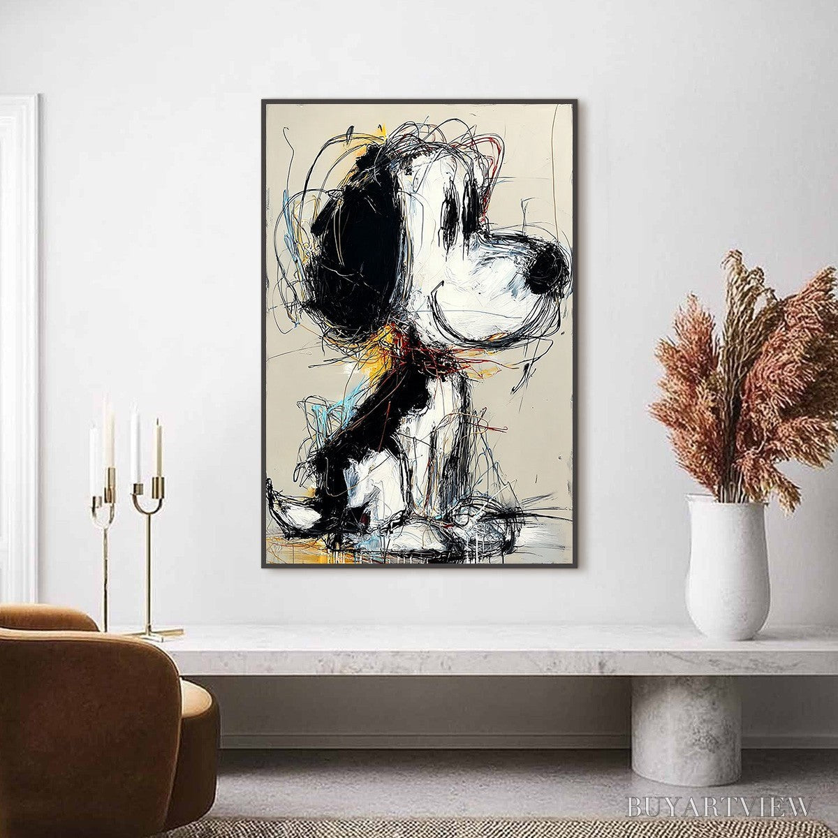 BUYARTVIEW Nostalgic Scribble – Expressive Pop Art Dog Painting for Modern Decor - image 4