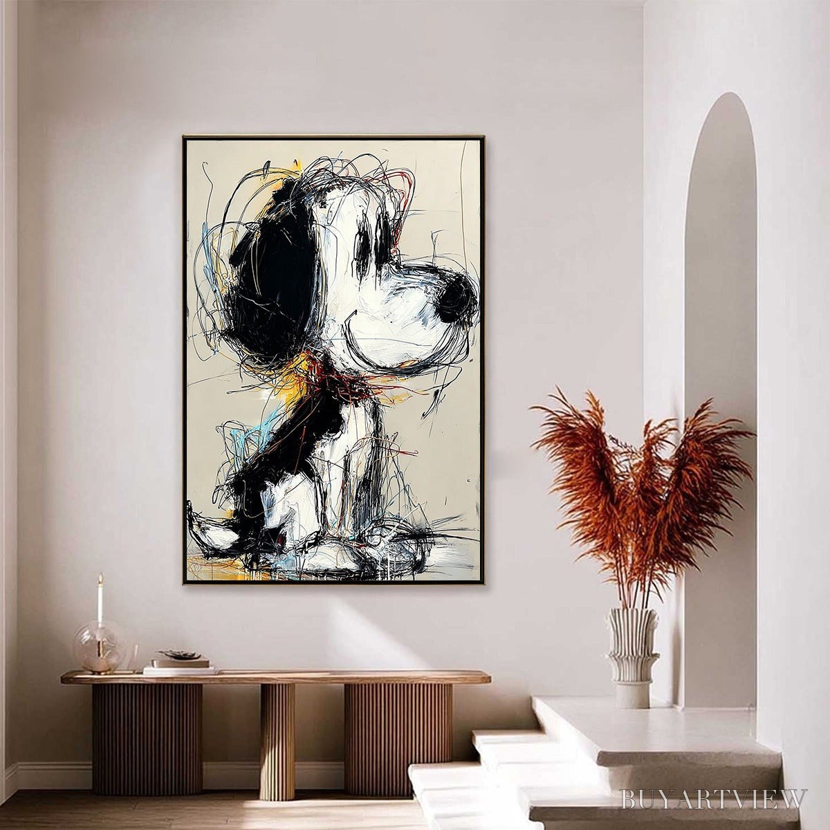 BUYARTVIEW Nostalgic Scribble – Expressive Pop Art Dog Painting for Modern Decor - image 6