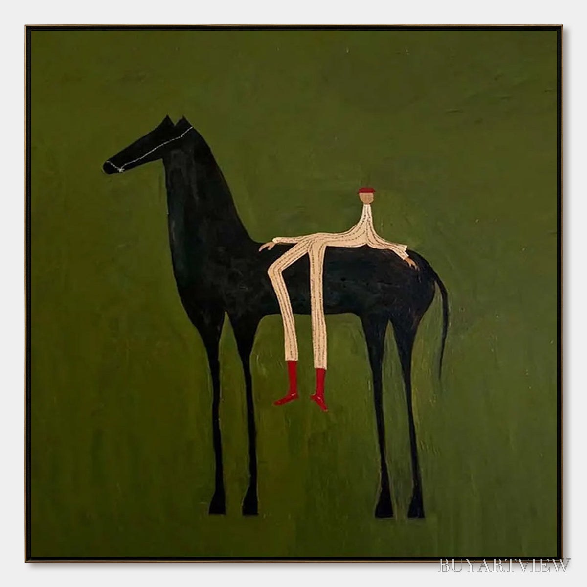 BUYARTVIEW the Companion – Modern Figurative Painting of a Horse and Rider - image 1