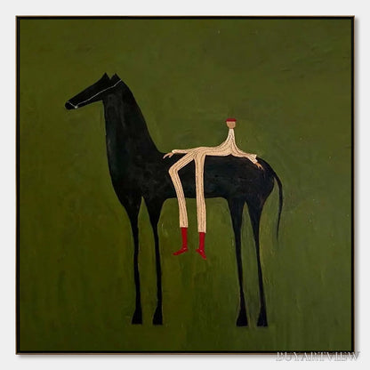 BUYARTVIEW the Companion – Modern Figurative Painting of a Horse and Rider - image 1
