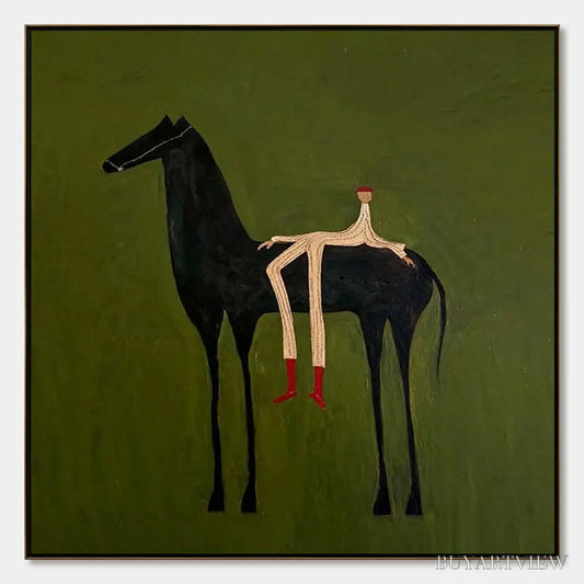 BUYARTVIEW the Companion – Modern Figurative Painting of a Horse and Rider - image 1
