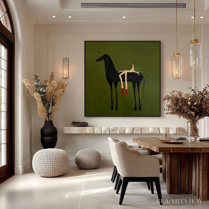 BUYARTVIEW the Companion – Modern Figurative Painting of a Horse and Rider - image 4