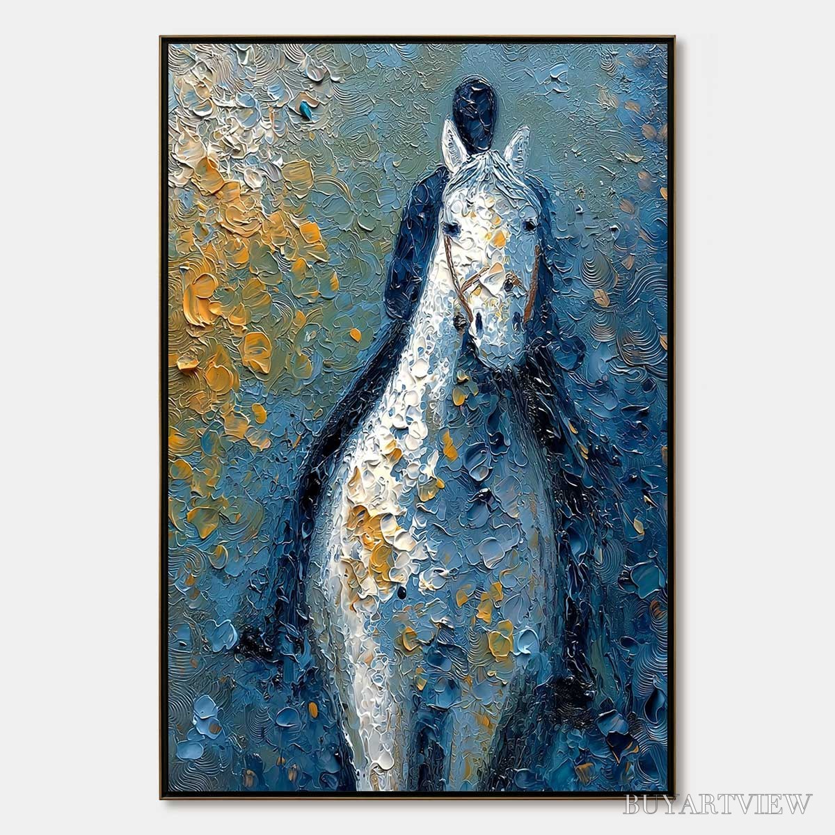 BUYARTVIEW Noble Companion – Textured Impasto Horse and Rider Painting - image 1