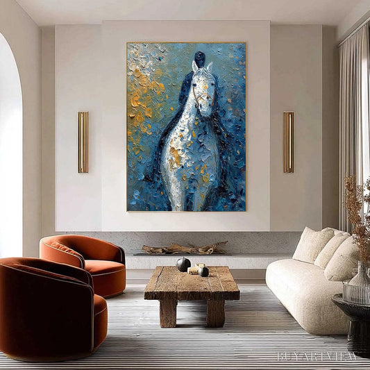 BUYARTVIEW Noble Companion – Textured Impasto Horse and Rider Painting - image 2