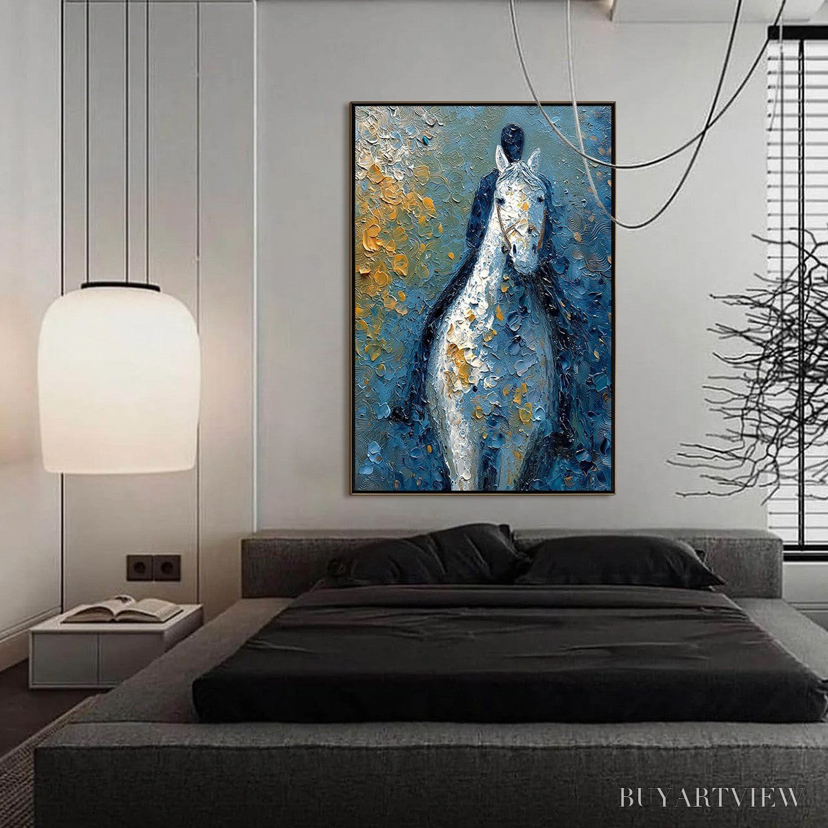 BUYARTVIEW Noble Companion – Textured Impasto Horse and Rider Painting - image 4