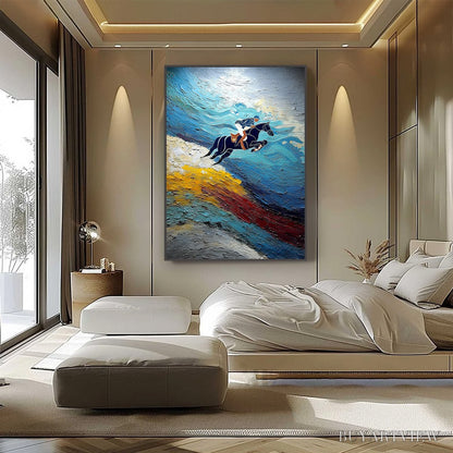 BUYARTVIEW Apex Jump – Dynamic Textured Equestrian Horse Jumping Painting - image 6