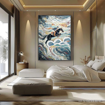 BUYARTVIEW the Grand Leap – Textured Equestrian Sports Painting with Dynamic Motion - image 6