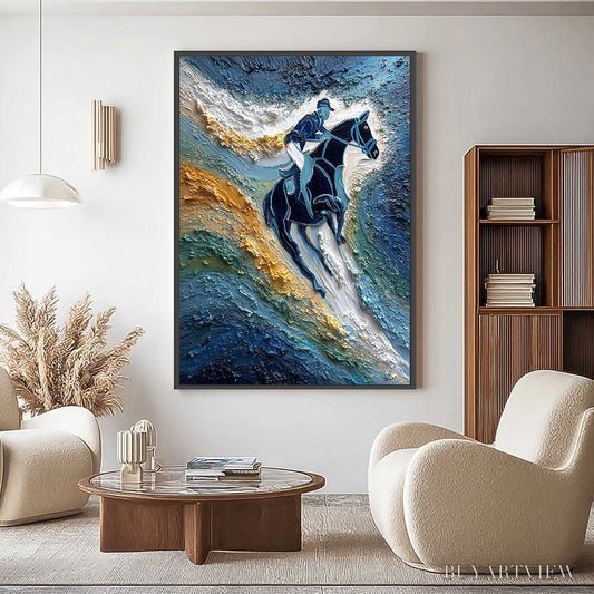 BUYARTVIEW Surge of Power – Textured Impasto Equestrian Horse Sport Oil Painting - image 2