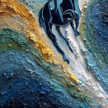 BUYARTVIEW Surge of Power – Textured Impasto Equestrian Horse Sport Oil Painting - image 5